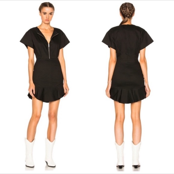 Isabel Marant Black Zip Front Fluted Mini Dress Sz M/US8/ FR40 - Picture 5 of 7